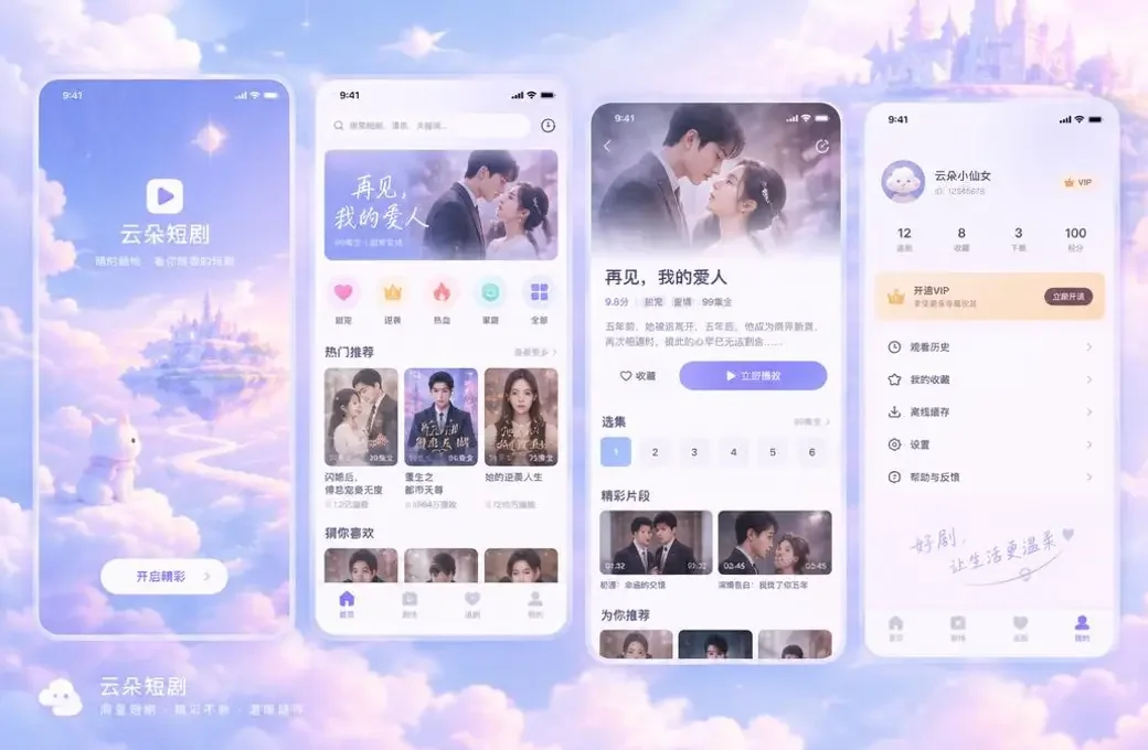 漫画短剧 APP 界面展示